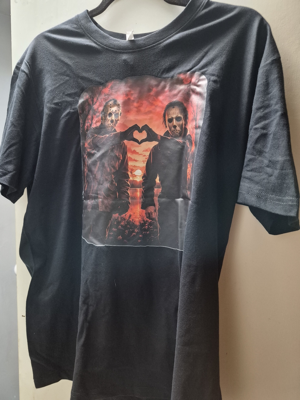 Black Graphic Horror Mask Short-Sleeve Tee